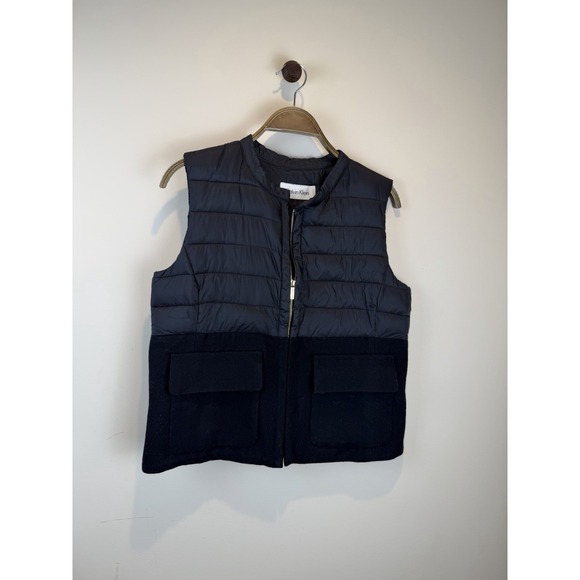 Calvin Klein Jackets & Blazers - Calvin Klein Black Puffer Wool Blend Full Zip Vest Flap Pockets Women's Size S